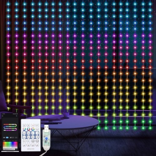 Kurtyna świetlna LED RGB WIZARD, 2x2m, kulka, dekoracyjna