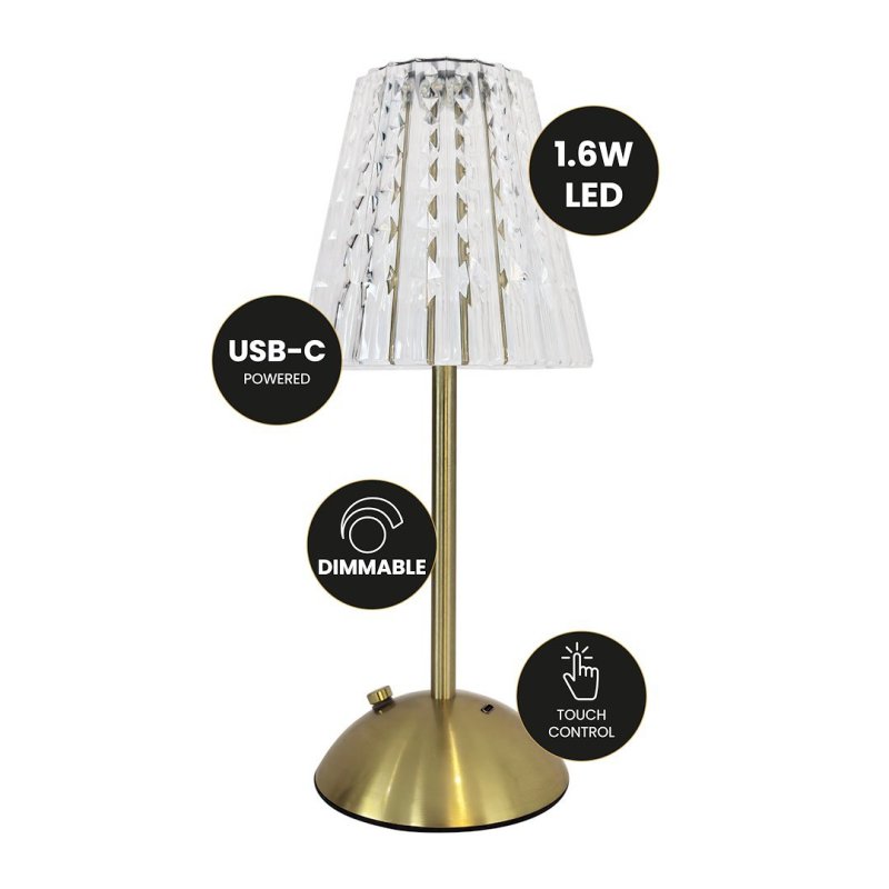 Lampka nocna stołowa LED ELBA, w kolorze złotym, moc 1,6W