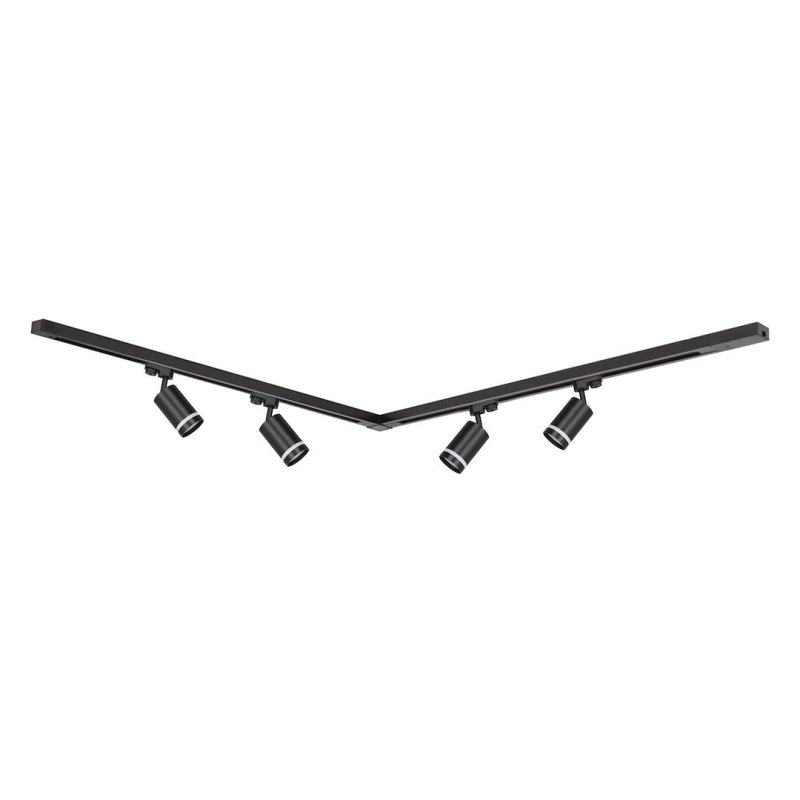 Zestaw LED szynoprzewód 4xPIPE RING GU10 + prowadnica 2x1m + złączki - czarny
