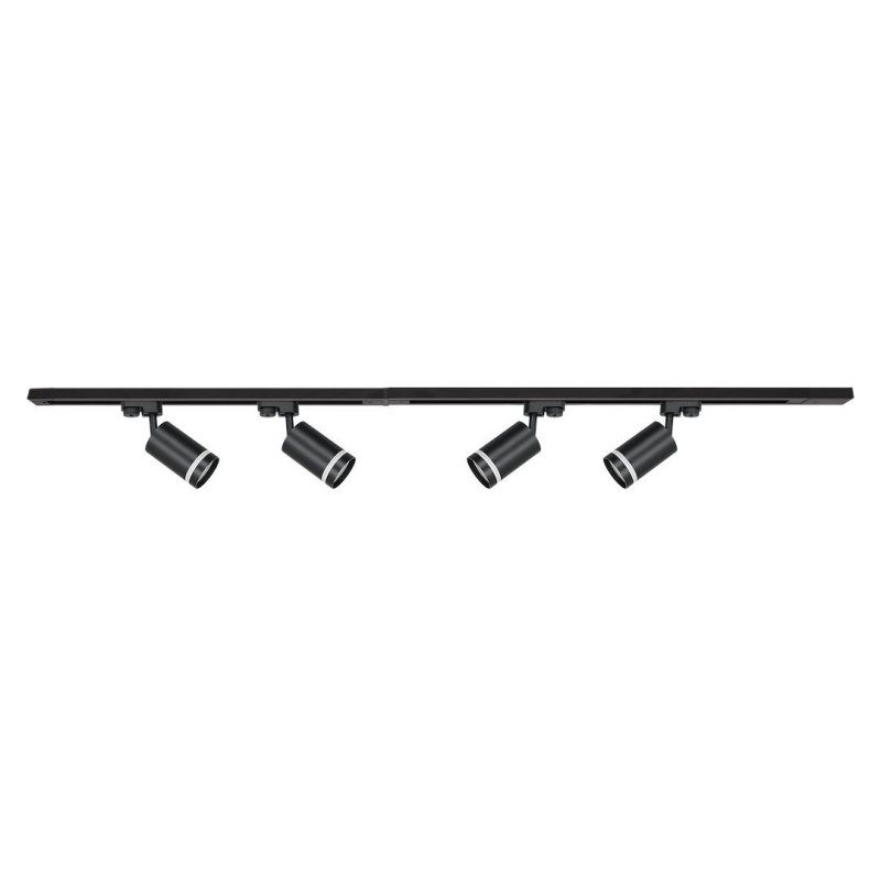 Zestaw LED szynoprzewód 4xPIPE RING GU10 + prowadnica 2x1m + złączki - czarny