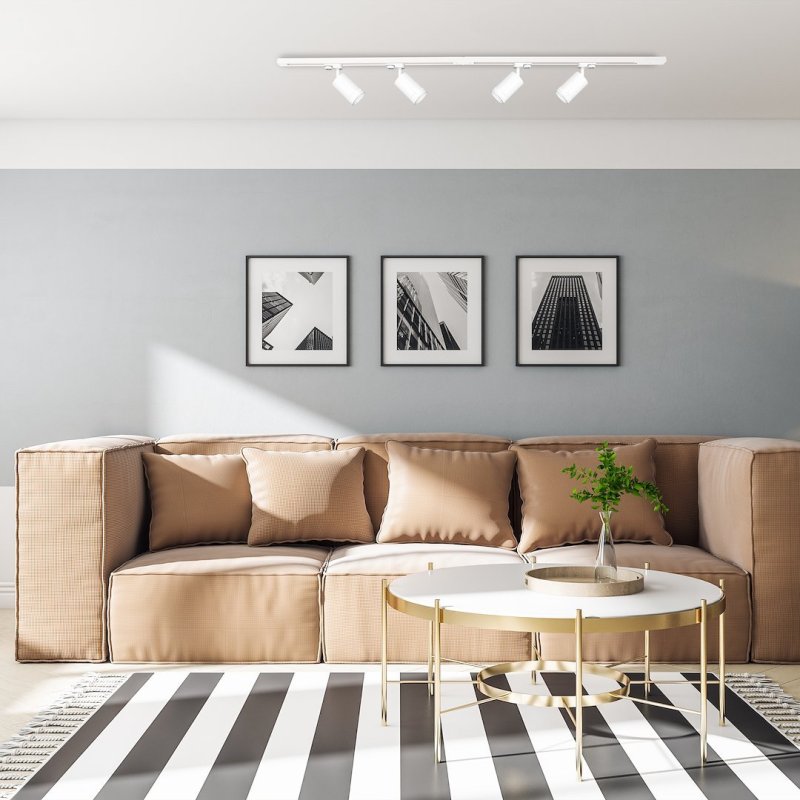Zestaw LED szynoprzewód 4xPIPE RING GU10 + prowadnica 2x1m + złączki - biały