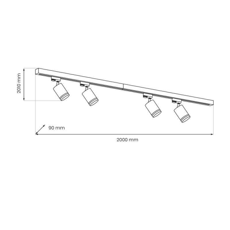 Zestaw LED szynoprzewód 4xPIPE RING GU10 + prowadnica 2x1m + złączki - biały