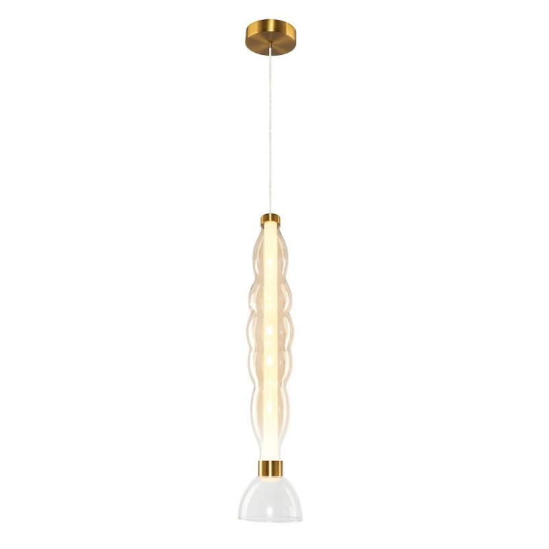 Lampa wisząca sufitowa żyrandol LED LUCCO, w kolorze bursztynowym, do jadalni
