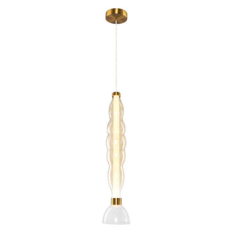 Lampa wisząca sufitowa żyrandol LED LUCCO, w kolorze bursztynowym, do jadalni