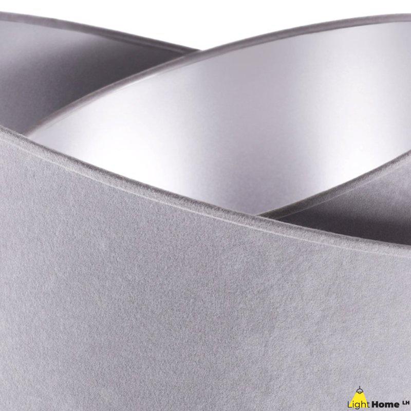 OUTLET -35% Lampa wisząca z asymetrycznym abażurem okrągłym, jasnoszarym 45 cm i wykończeniem srebrnym, E27