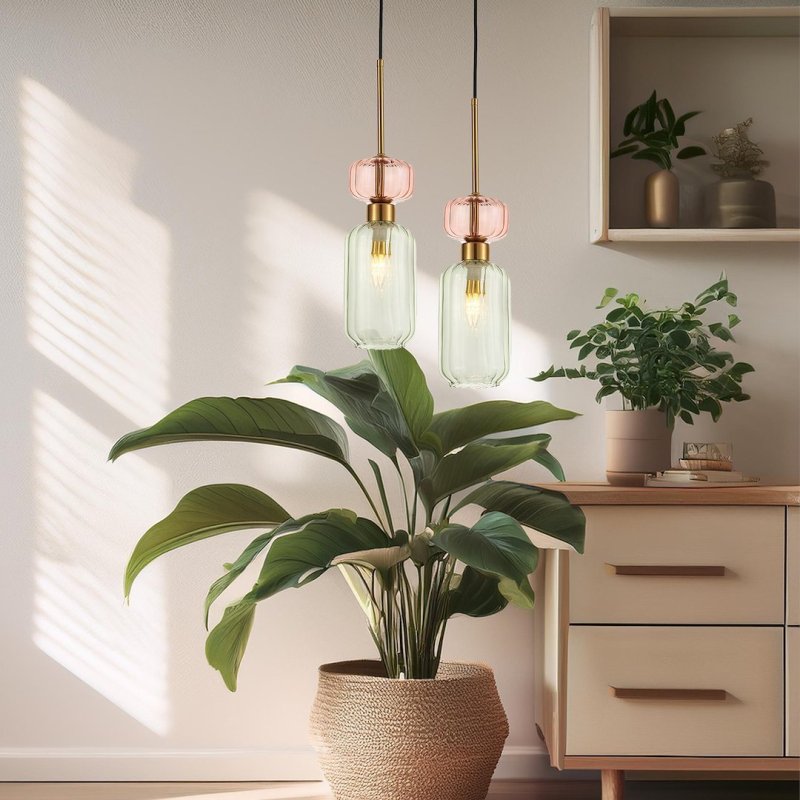 Lampa wisząca sufitowa żyrandol kuchenny i do salonu MOLLY, pojedynczy, kolorowe szkło, styl eklektyczny