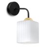Lampa kinkiet ścienny RIFFLE biały szklany czarno-złoty do salonu sypialni glamour E27