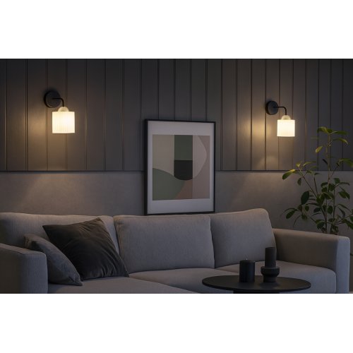 Lampa kinkiet ścienny RIFFLE biały szklany czarno-złoty do salonu sypialni glamour E27