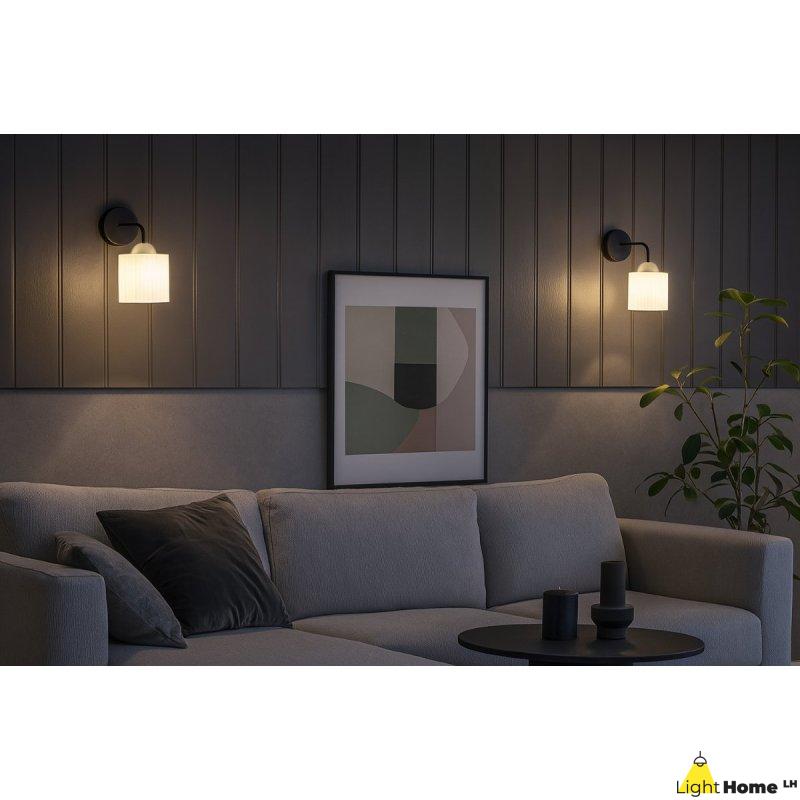 Lampa kinkiet ścienny RIFFLE biały szklany czarno-złoty do salonu sypialni glamour E27