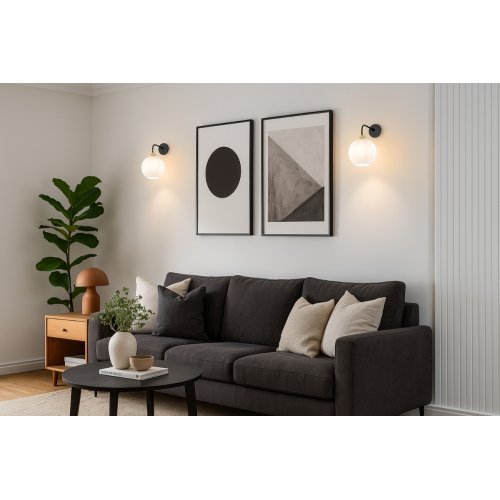 Lampa kinkiet ścienny COSTA biały szklany kula glamour do jadalni kuchni salonu 1 źródło