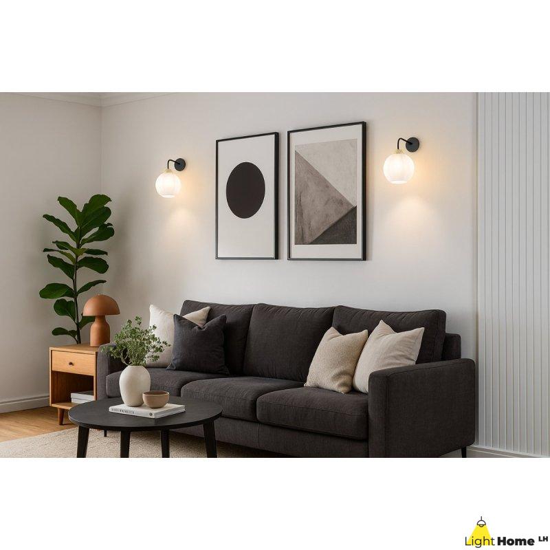 Lampa kinkiet ścienny COSTA biały szklany kula glamour do jadalni kuchni salonu 1 źródło