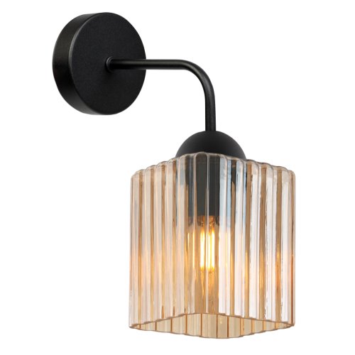 Lampa kinkiet ścienny topazowy RIFFLE szklany ryflowany do salonu sypialni glamour E27