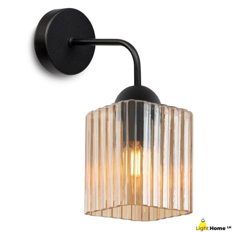 Lampa kinkiet ścienny topazowy RIFFLE szklany ryflowany do salonu sypialni glamour E27