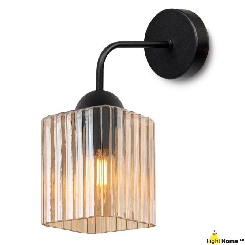 Lampa kinkiet ścienny topazowy RIFFLE szklany ryflowany do salonu sypialni glamour E27