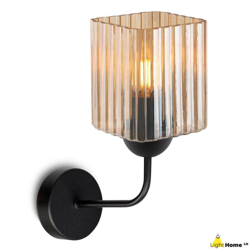Lampa kinkiet ścienny topazowy RIFFLE szklany ryflowany do salonu sypialni glamour E27
