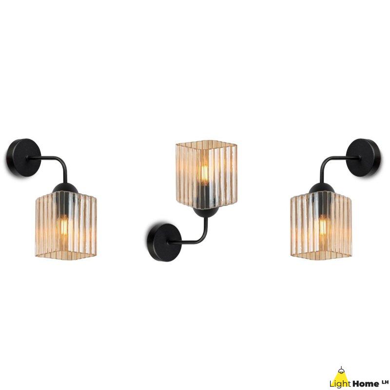 Lampa kinkiet ścienny topazowy RIFFLE szklany ryflowany do salonu sypialni glamour E27