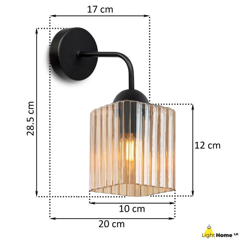 Lampa kinkiet ścienny topazowy RIFFLE szklany ryflowany do salonu sypialni glamour E27