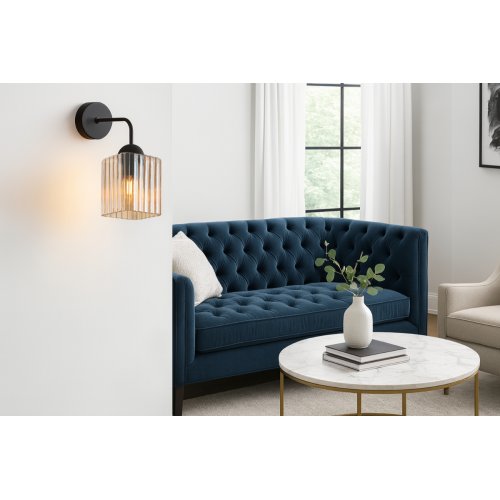 Lampa kinkiet ścienny topazowy RIFFLE szklany ryflowany do salonu sypialni glamour E27