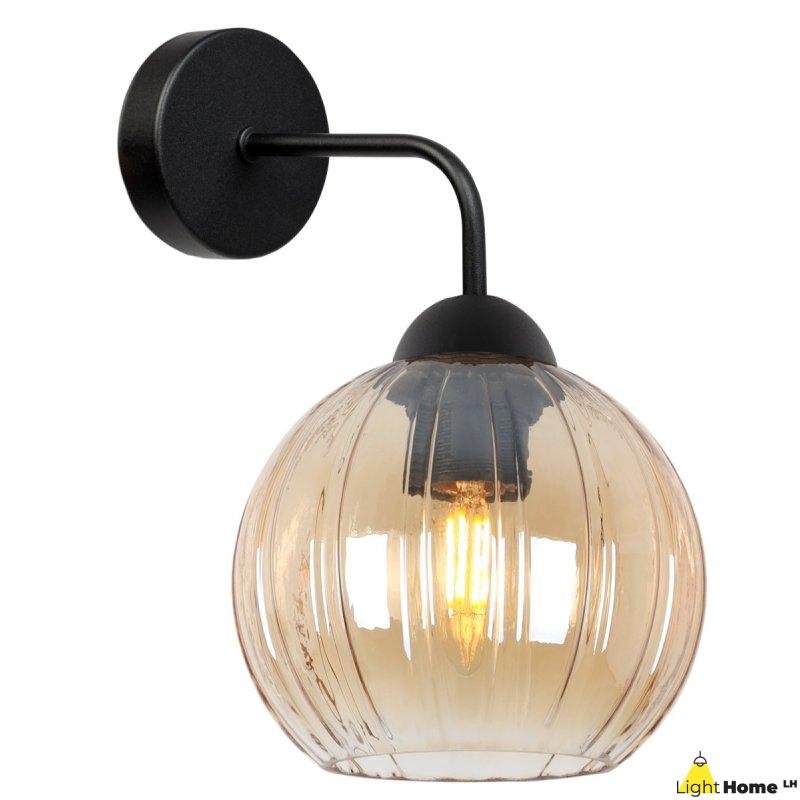 Lampa kinkiet ścienny topazowy COSTA szklany kula glamour do łazienki kuchni ryflowany
