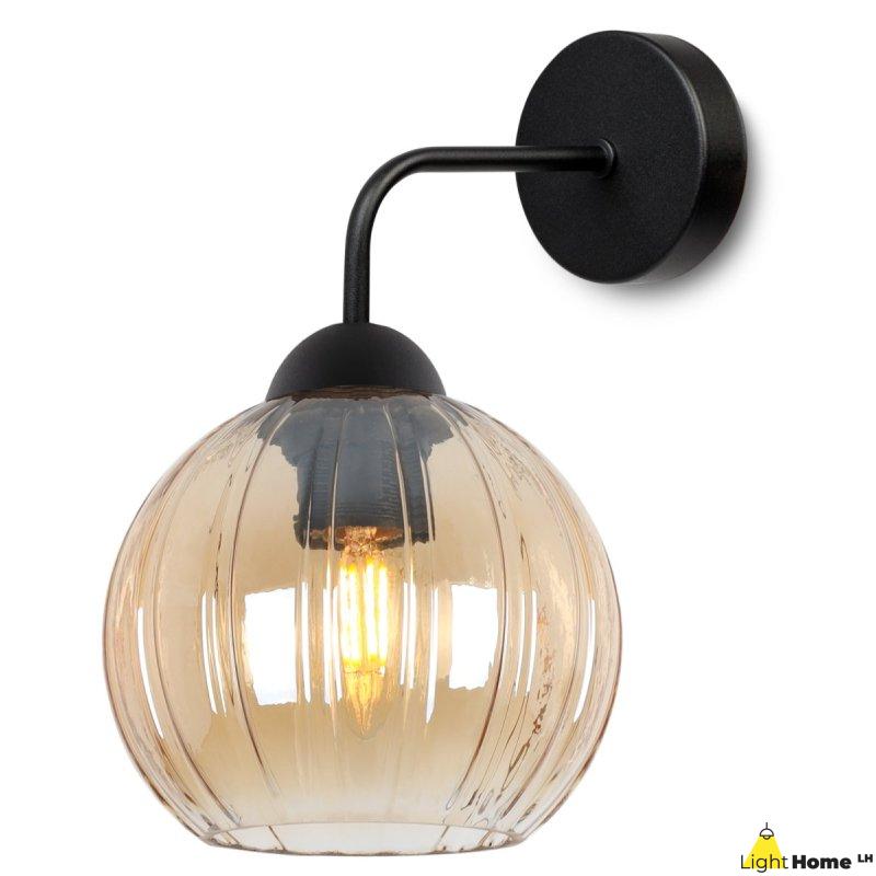 Lampa kinkiet ścienny topazowy COSTA szklany kula glamour do łazienki kuchni ryflowany