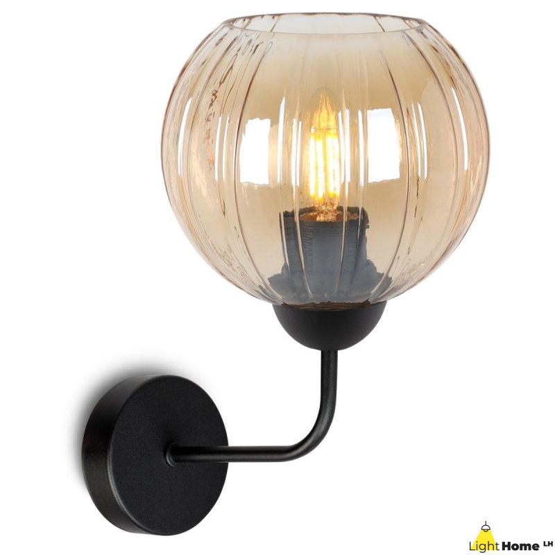 Lampa kinkiet ścienny topazowy COSTA szklany kula glamour do łazienki kuchni ryflowany