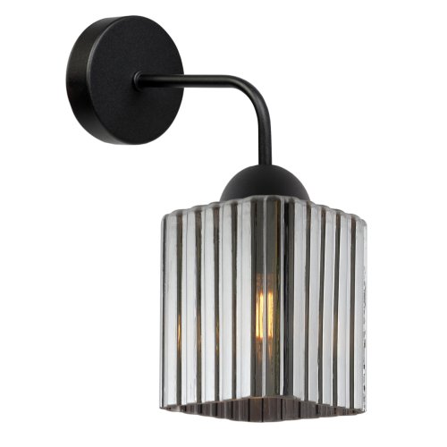 Lampa kinkiet ścienny grafitowy RIFFLE szklany ryflowany do salonu sypialni glamour E27