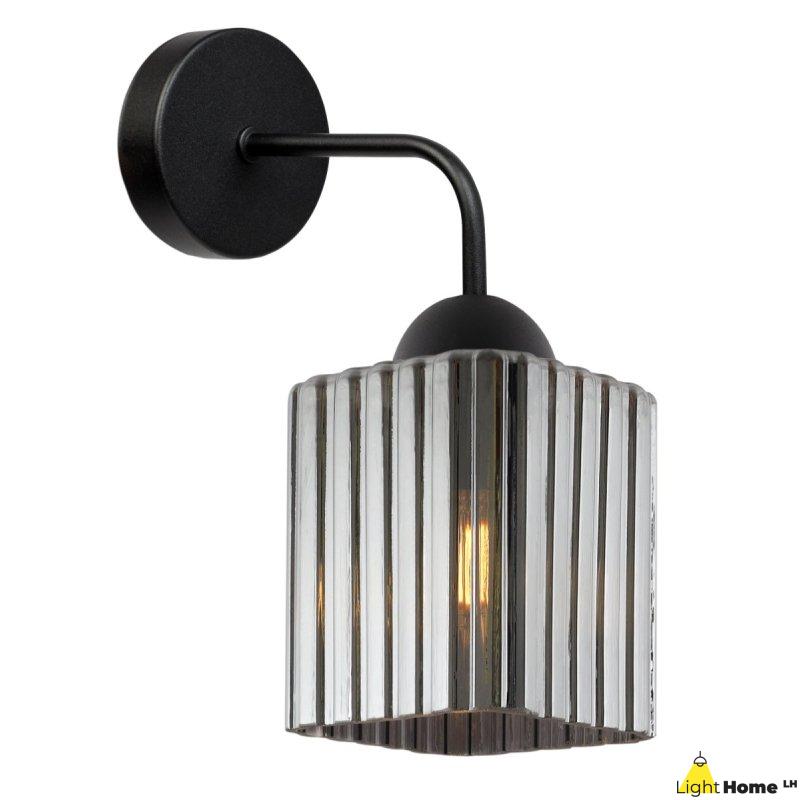 Lampa kinkiet ścienny grafitowy RIFFLE szklany ryflowany do salonu sypialni glamour E27