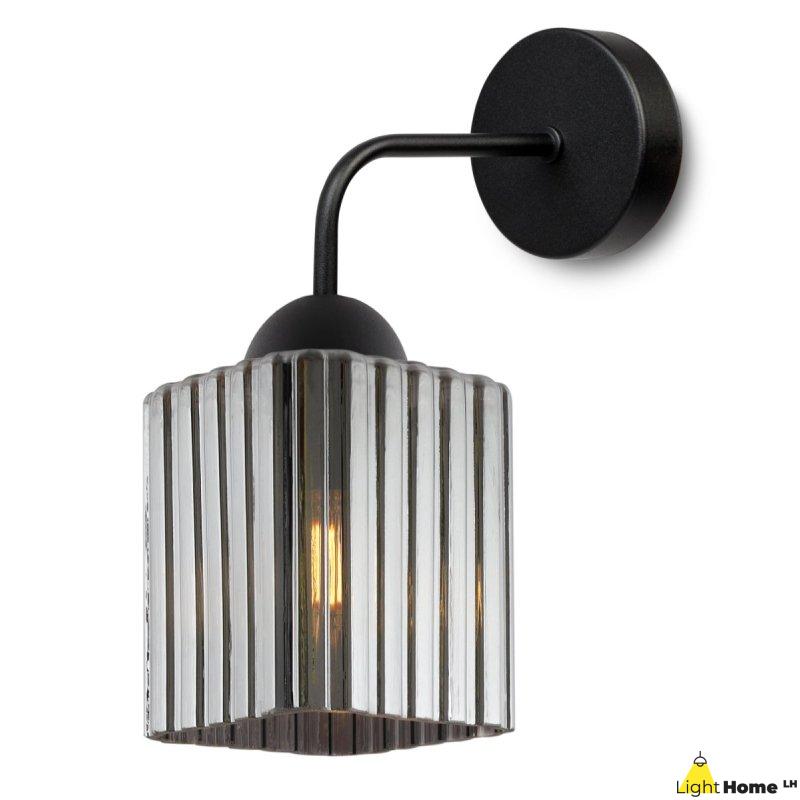 Lampa kinkiet ścienny grafitowy RIFFLE szklany ryflowany do salonu sypialni glamour E27