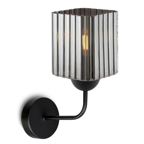 Lampa kinkiet ścienny grafitowy RIFFLE szklany ryflowany do salonu sypialni glamour E27