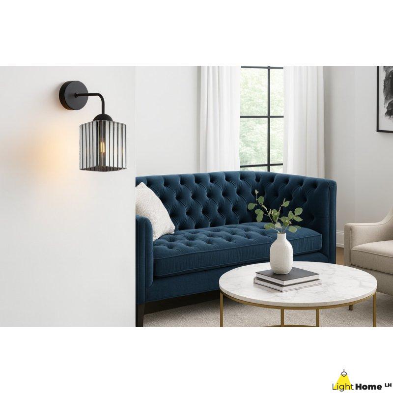 Lampa kinkiet ścienny grafitowy RIFFLE szklany ryflowany do salonu sypialni glamour E27