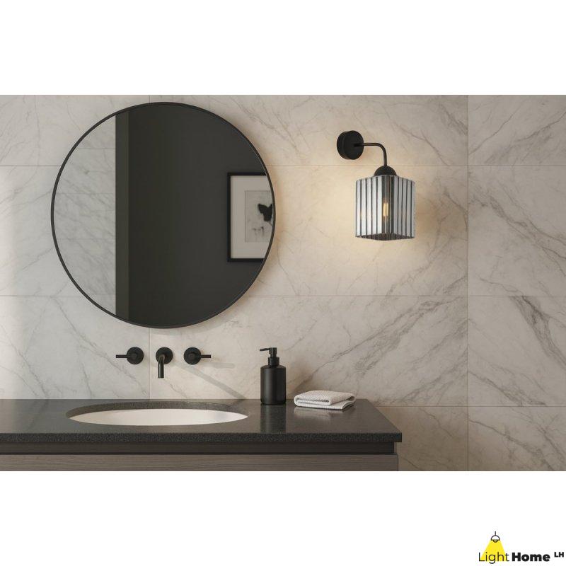 Lampa kinkiet ścienny grafitowy RIFFLE szklany ryflowany do salonu sypialni glamour E27
