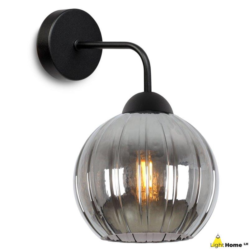 Lampa kinkiet ścienny grafitowy COSTA szklany kula glamour do salonu sypialni glamour E27