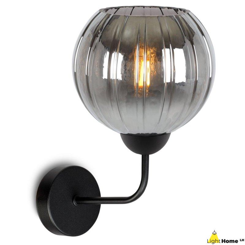 Lampa kinkiet ścienny grafitowy COSTA szklany kula glamour do salonu sypialni glamour E27