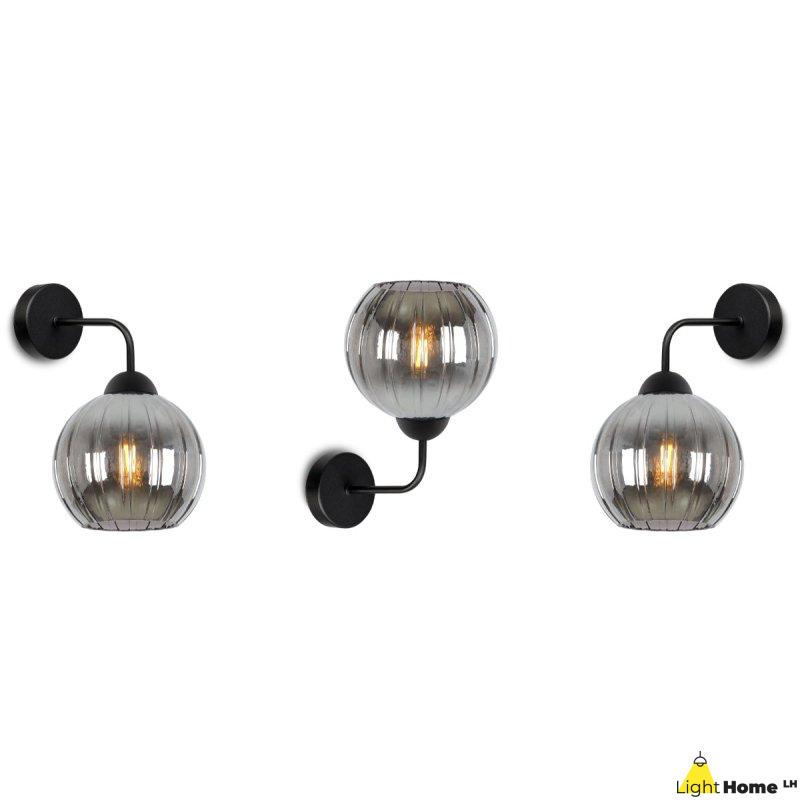 Lampa kinkiet ścienny grafitowy COSTA szklany kula glamour do salonu sypialni glamour E27