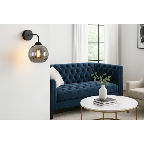 Lampa kinkiet ścienny grafitowy COSTA szklany kula glamour do salonu sypialni glamour E27