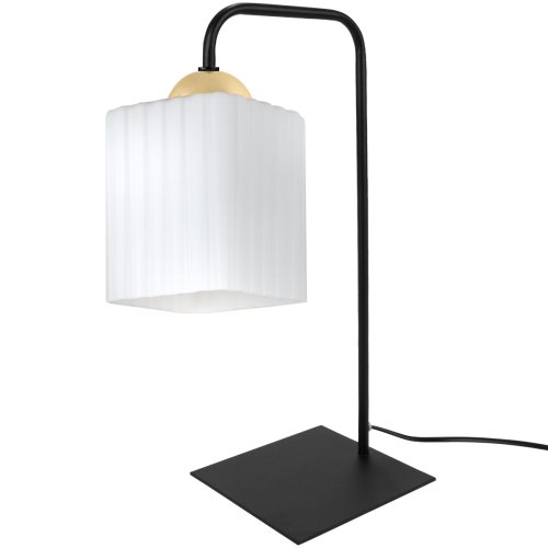 Lampa stołowa lampka nocna klosz RIFFLE biały szklany do sypialni jadalni salonu E27