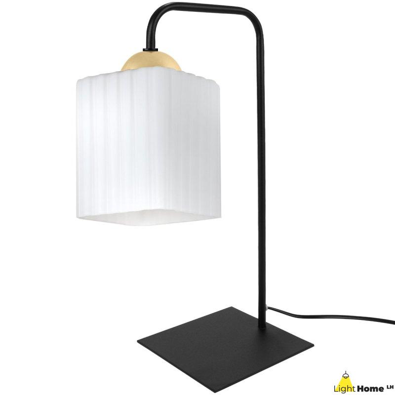 Lampa stołowa lampka nocna klosz RIFFLE biały szklany do sypialni jadalni salonu E27
