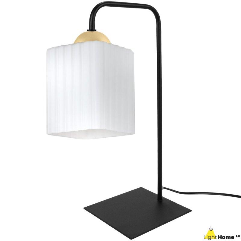Lampa stołowa lampka nocna klosz RIFFLE biały szklany do sypialni jadalni salonu E27