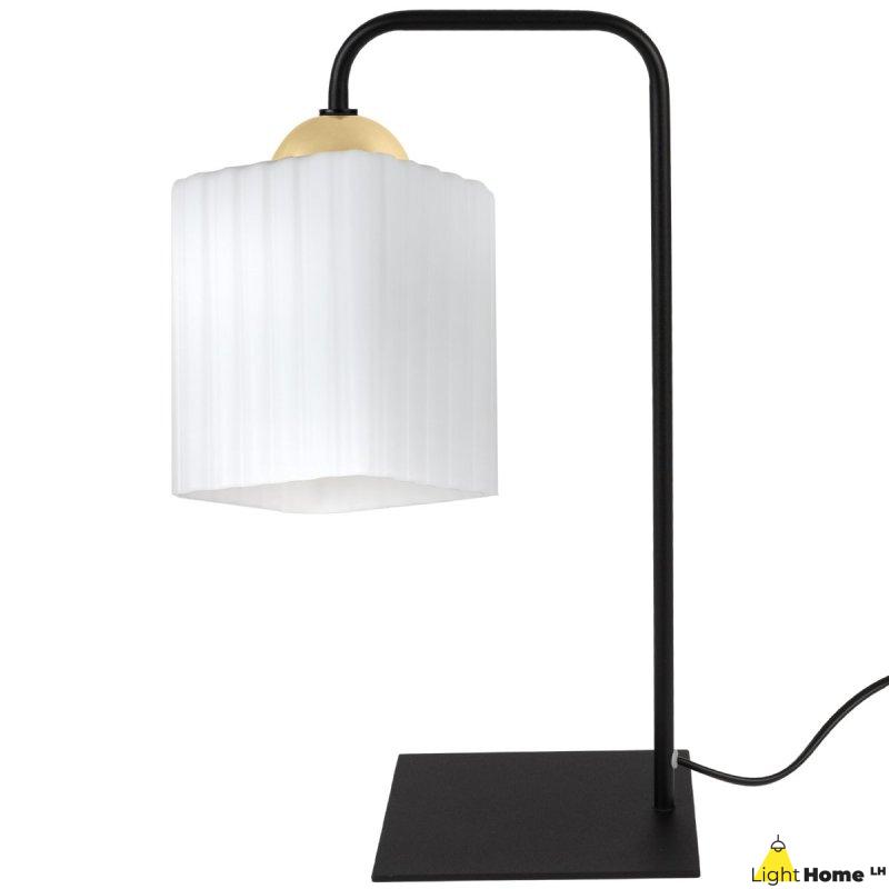 Lampa stołowa lampka nocna klosz RIFFLE biały szklany do sypialni jadalni salonu E27