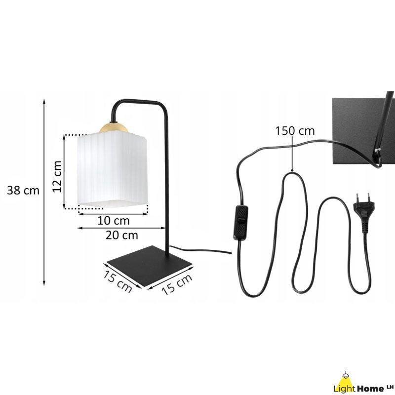 Lampa stołowa lampka nocna klosz RIFFLE biały szklany do sypialni jadalni salonu E27