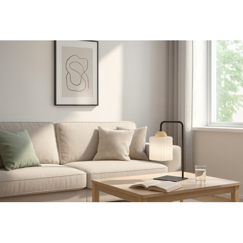 Lampa stołowa lampka nocna klosz RIFFLE biały szklany do sypialni jadalni salonu E27