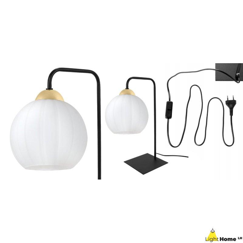 Lampa stołowa lampka nocna klosz COSTA biały szklany kula do sypialni salonu biura