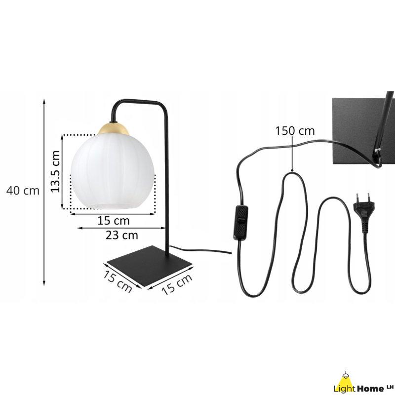Lampa stołowa lampka nocna klosz COSTA biały szklany kula do sypialni salonu biura