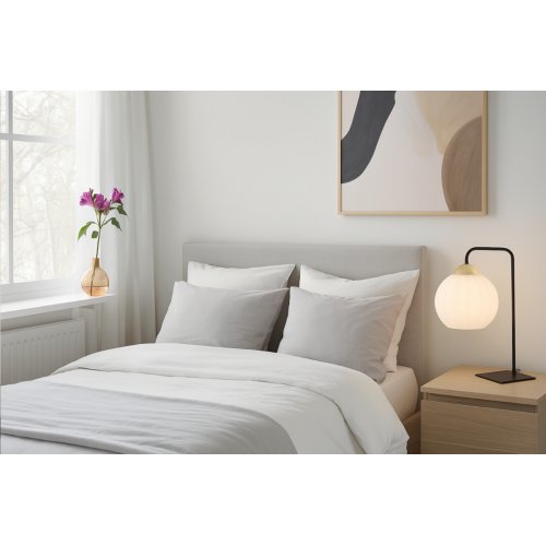 Lampa stołowa lampka nocna klosz COSTA biały szklany kula do sypialni salonu biura