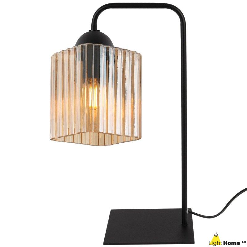 Lampa stołowa lampka nocna topazowy klosz RIFFLE szklany do sypialni salonu glamour