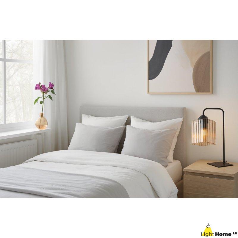 Lampa stołowa lampka nocna topazowy klosz RIFFLE szklany do sypialni salonu glamour