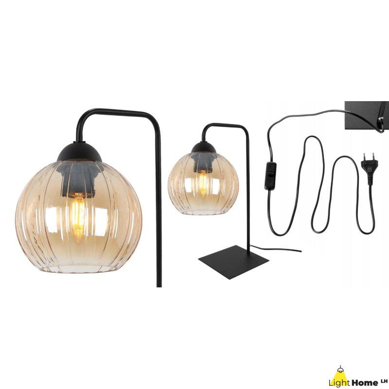 Lampa stołowa lampka nocna topazowy klosz COSTA szklany kula do sypialni salonu