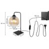 Lampa stołowa lampka nocna topazowy klosz COSTA szklany kula do sypialni salonu