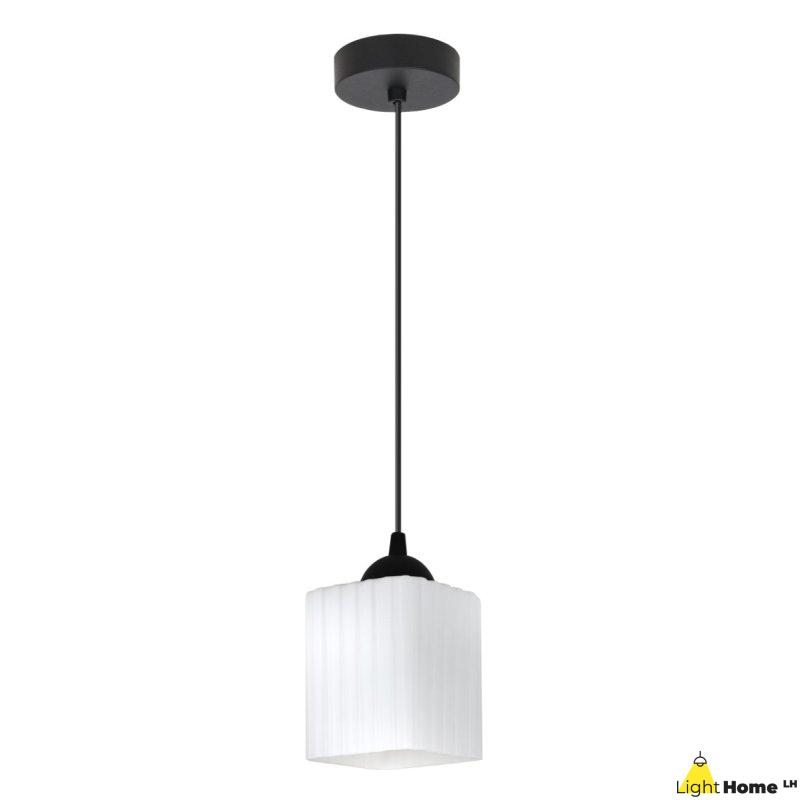 Lampa wisząca sufitowa żyrandol RIFFLE pojedynczy biały szklany nowoczesny do salonu łazienki