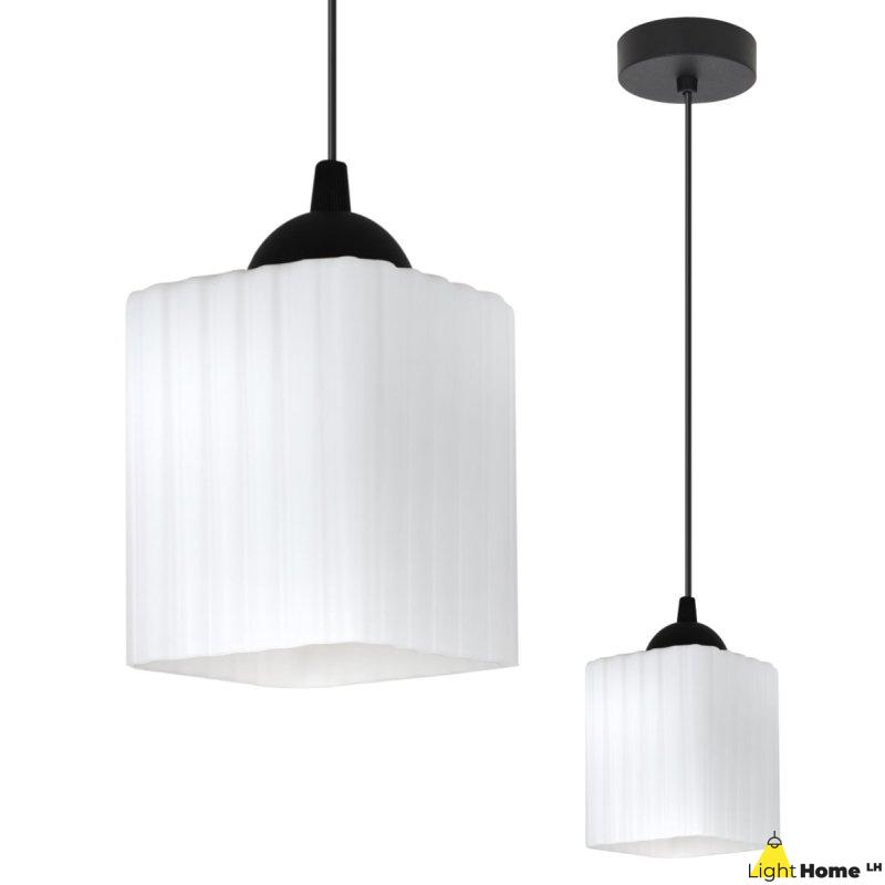 Lampa wisząca sufitowa żyrandol RIFFLE pojedynczy biały szklany nowoczesny do salonu łazienki